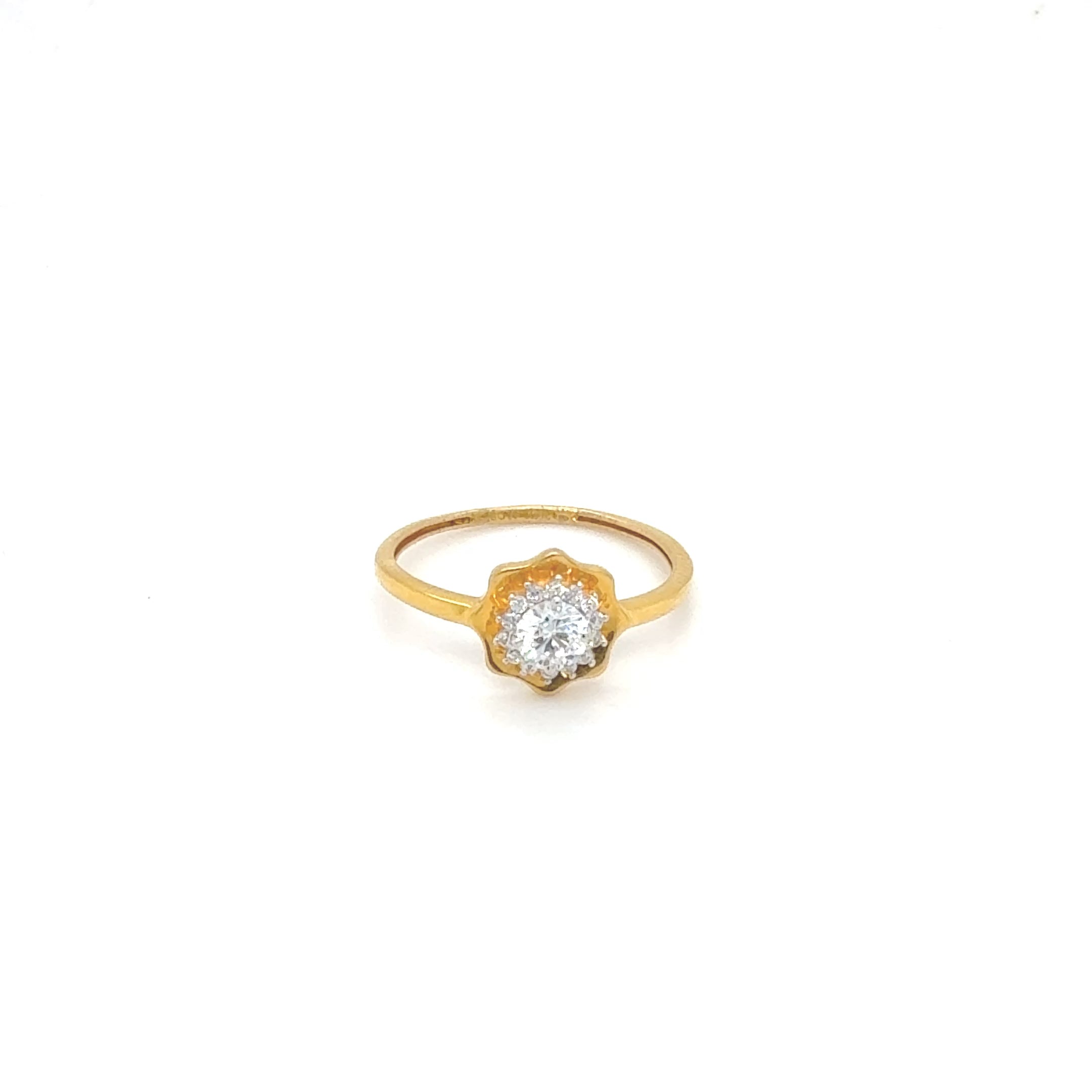 Sunflower Design Stone Yellow Gold Ring