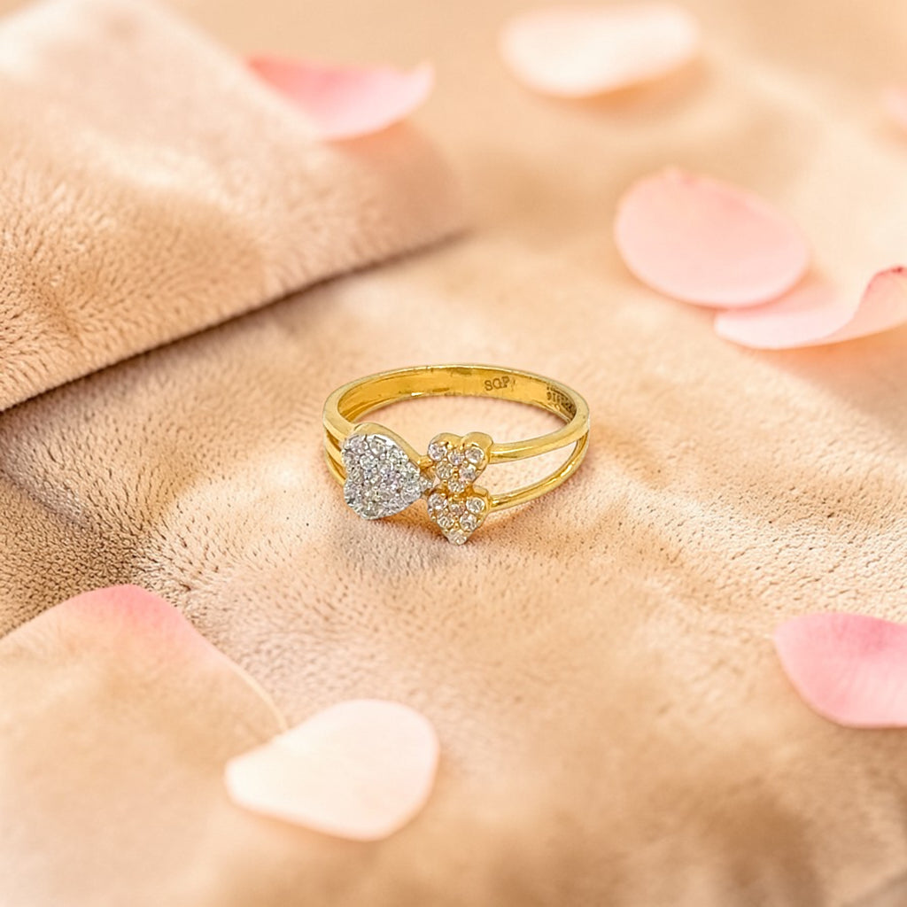 Triple Heart Yellow Gold Ring
