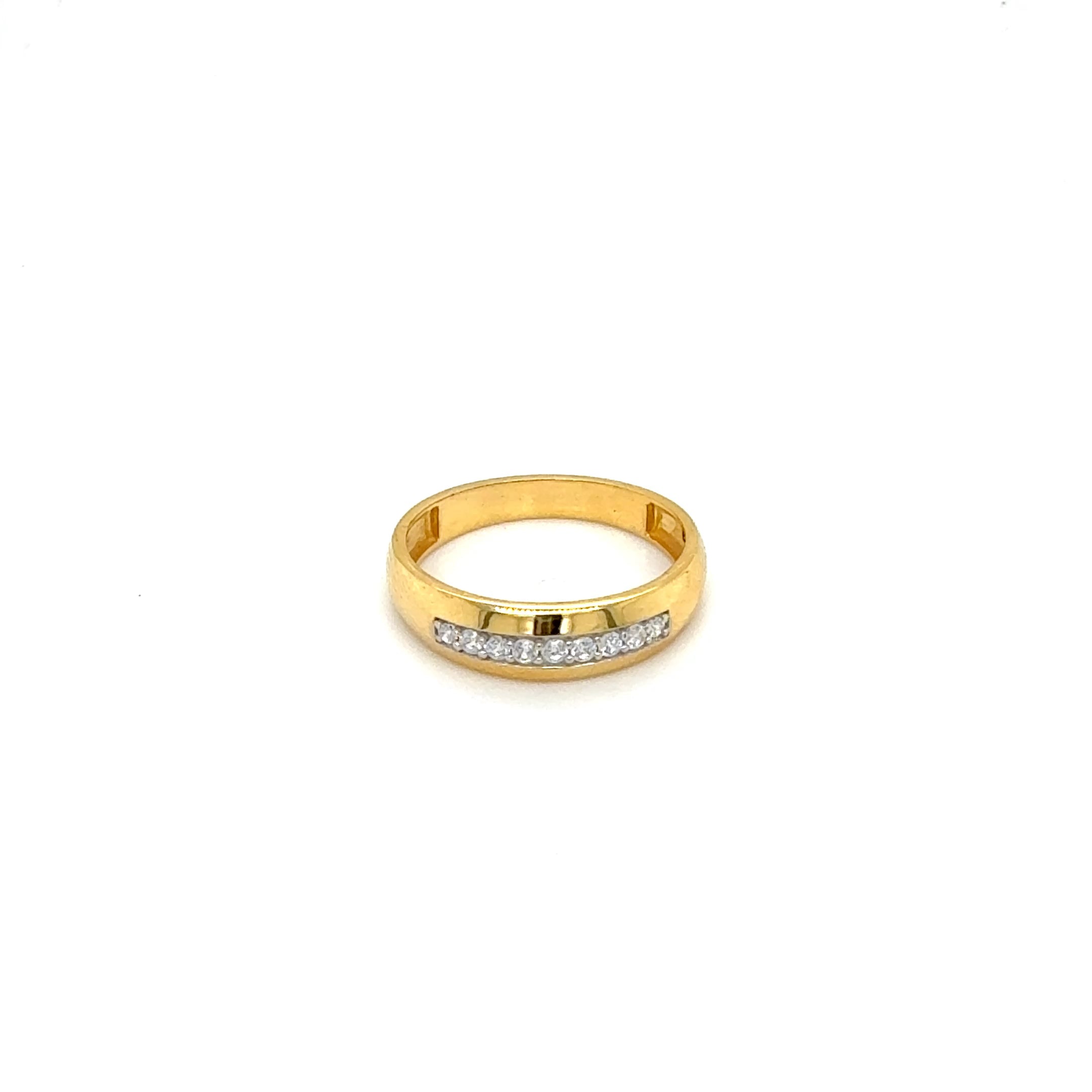 Yellow Gold Band Ring with Brilliant Stones