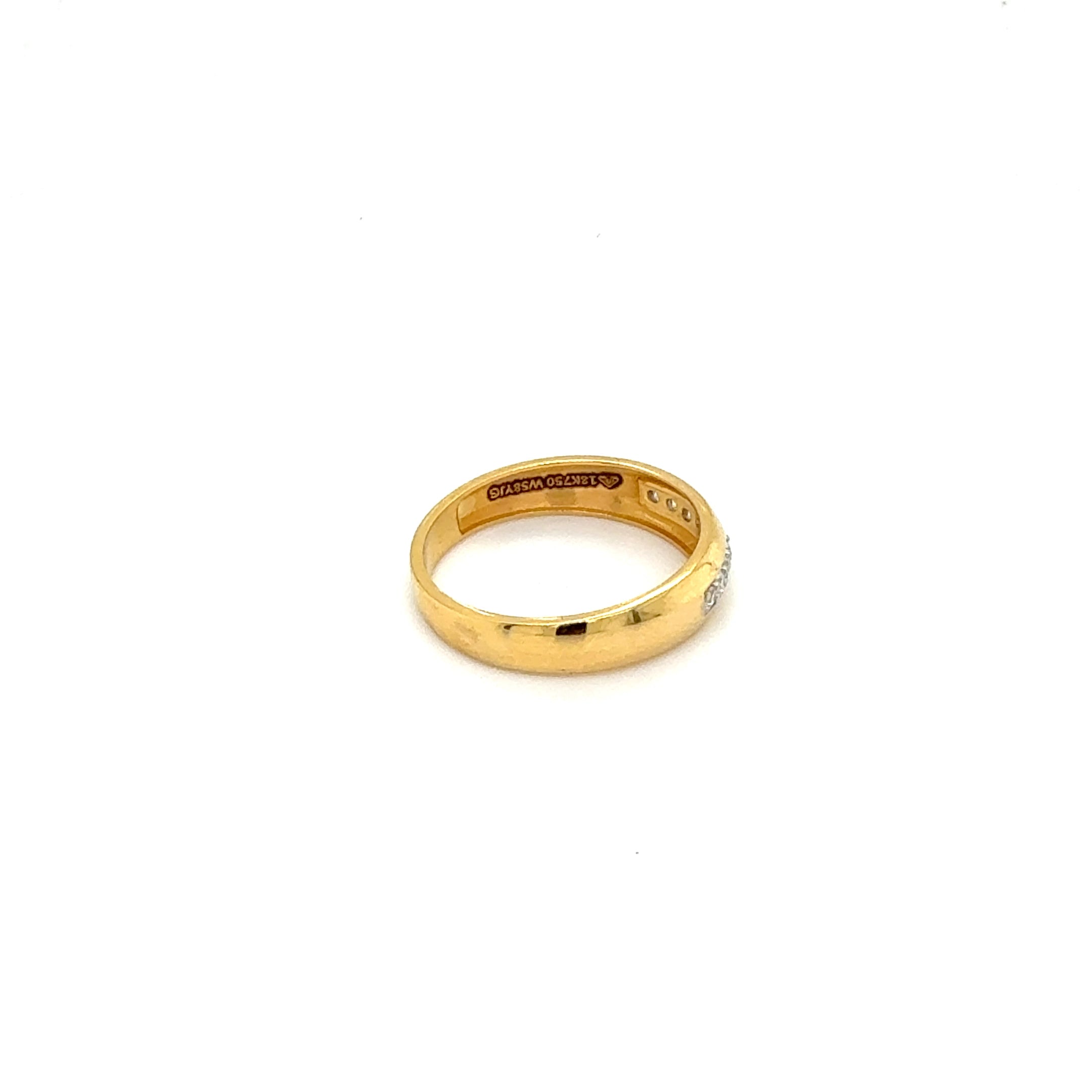 Yellow Gold Band Ring with Brilliant Stones