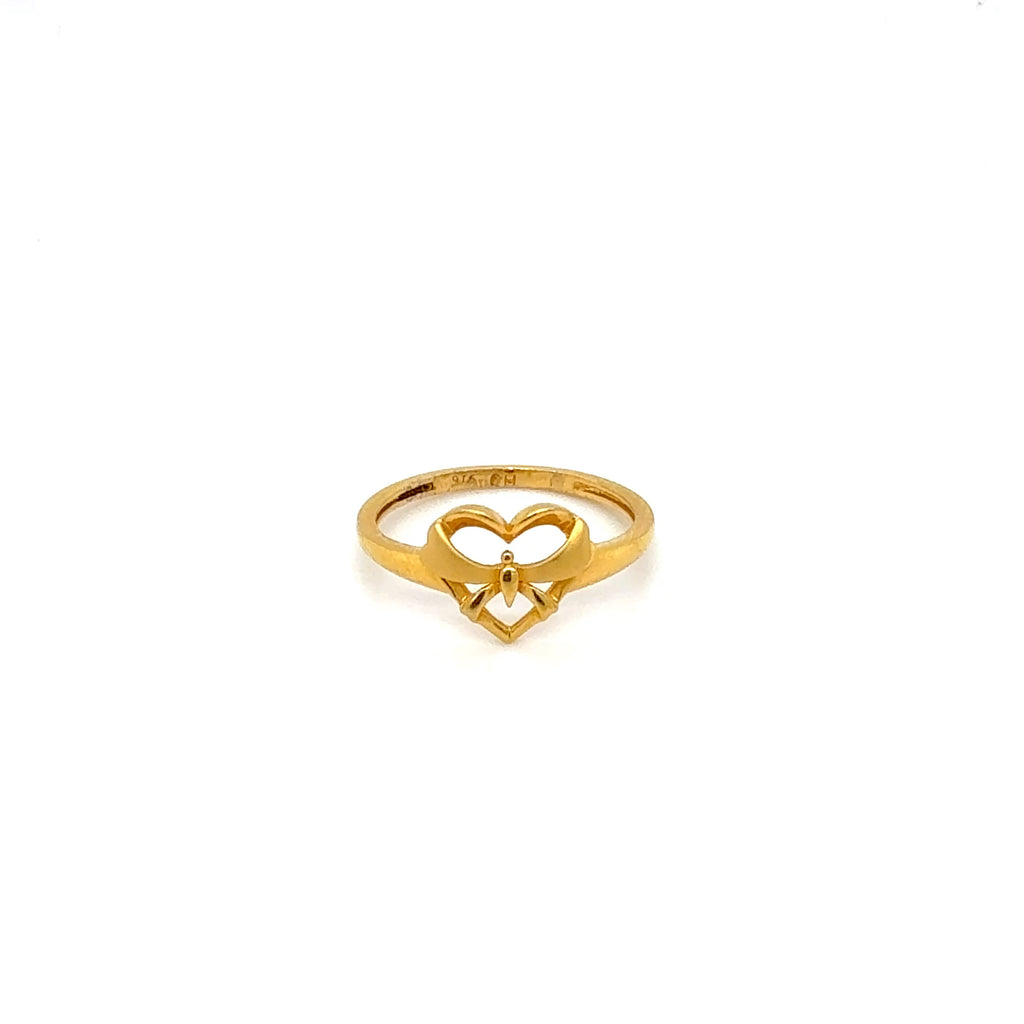 Heart Design Yellow Gold Band Ring