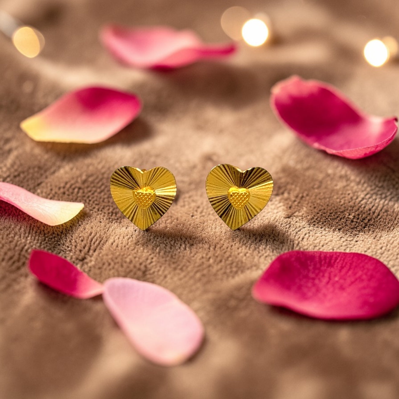 Radient Heart Gold Stud Earrings