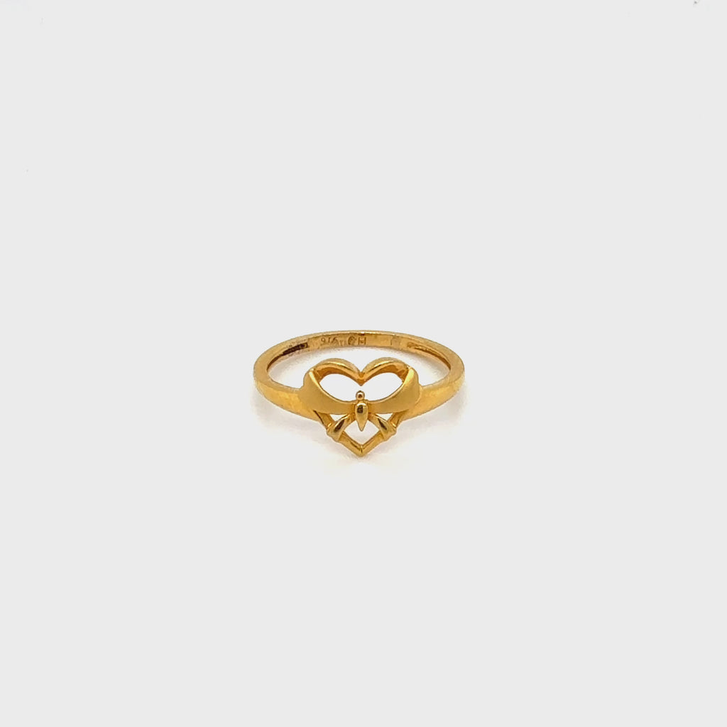 Heart Design Yellow Gold Band Ring
