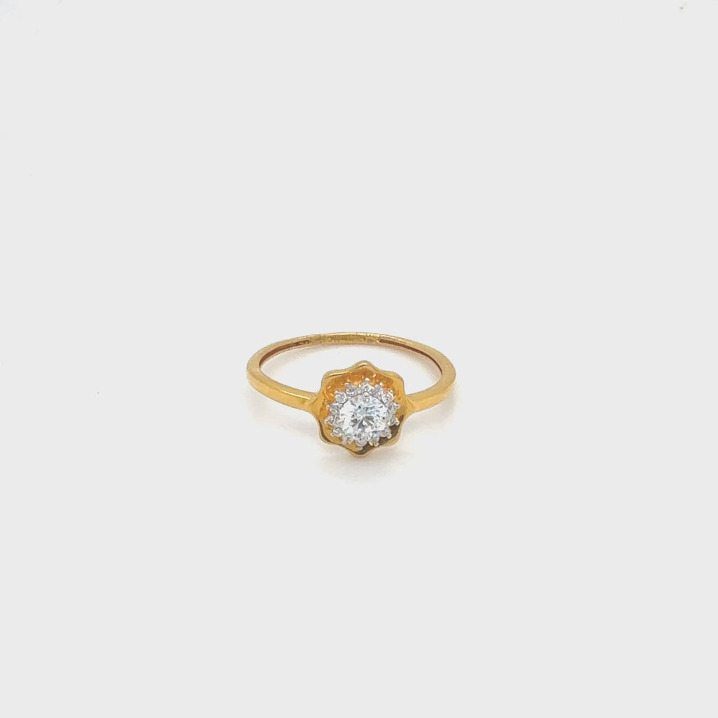 Sunflower Design Stone Yellow Gold Ring