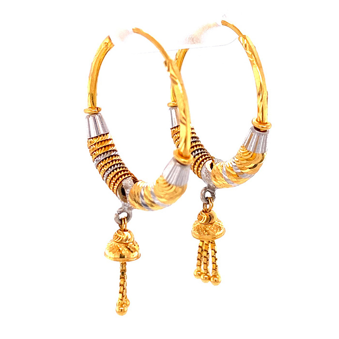 Mahna Jewellers 22K Yellow Gold Bali Hoop Earrings(3.10 Gms) at Rs  10900/piece in New Delhi